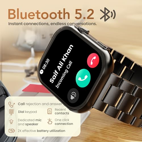 Image of GOBOULT Drift Max Smartwatch 2.01'' HD Screen, BT Calling 5.2, 350 Nits Brightness, IP68, 250+ Watchfaces, 120+ Sports Modes, AI Voice Assistant, SpO2 Monitoring (Coal Black)