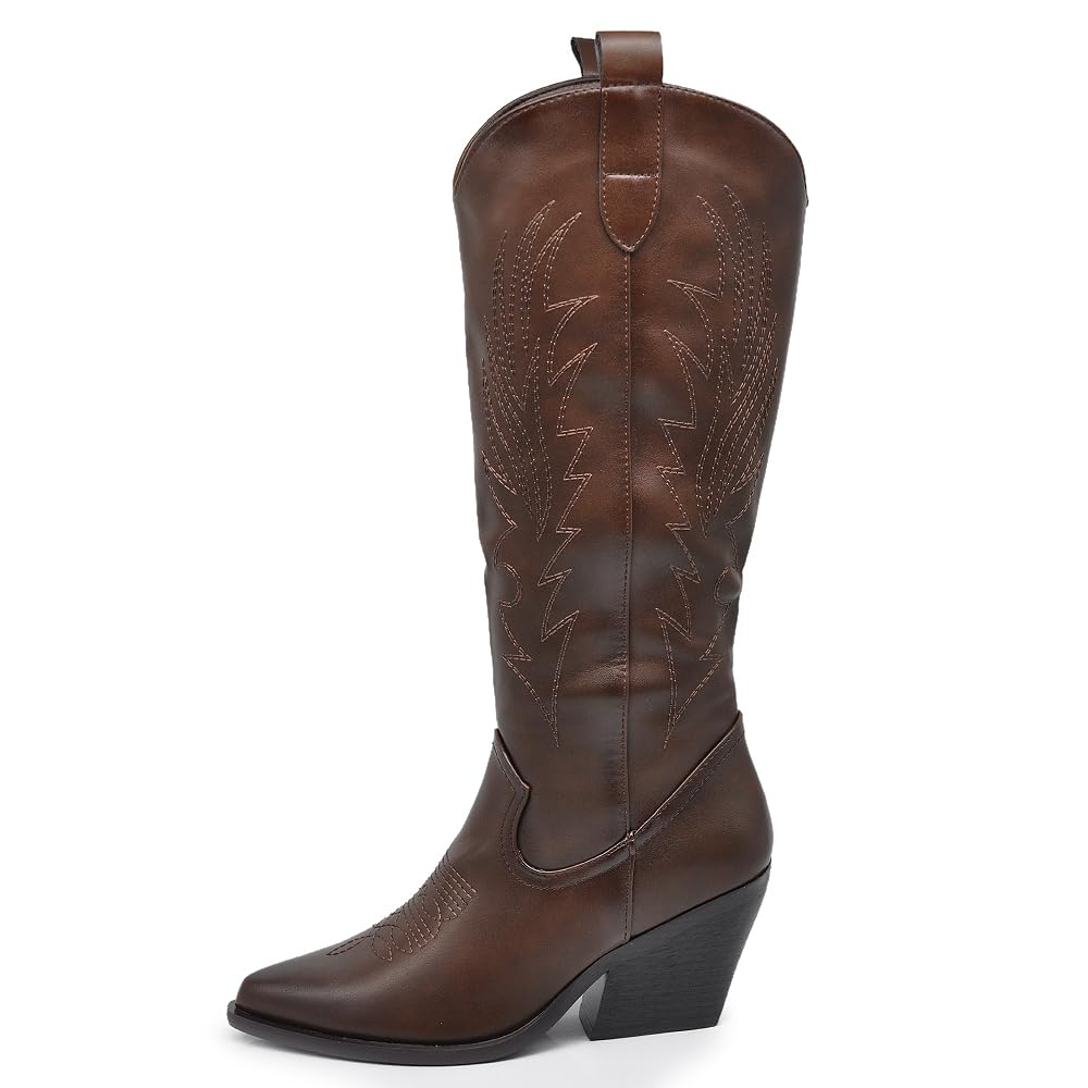 IF Fashion Stivali Cowboy Western Texani Scarpe da Donna A Punta Camperos GA021 brown N.38