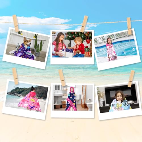 Image of Fruits Girls Beach Towel with Hoodie for Kids Toddlers Age 4-8, Pink Yellow Bath Towels Shower Wrap for Girls, Hooded Poncho Beach Blanket for Pool Swimming Cute Wearable Bath Towel for Child