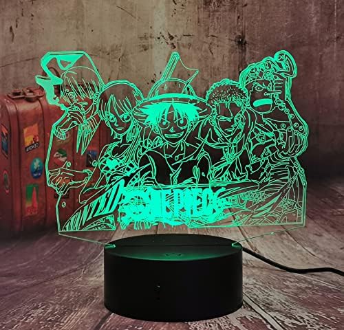 Monkey D Luffy Roronoa Zoro Night Light Anime 3D LED Children Lamp Vinsmoke Sanji Nami Usopp USB Remote16 Color 4 Flash Mode Room Decor Sleep Table Light Holiday Kid Toy Boy Birthday Xmas Gift