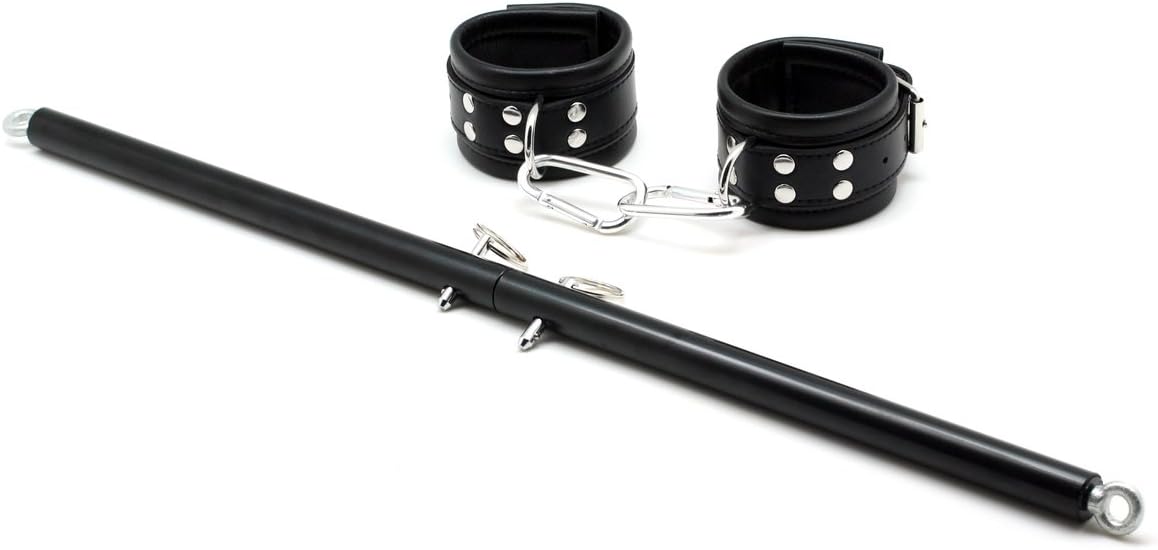 Sex Steel Spreader Bar Adjustable - SMspade Restraint Kit Spreader Bar Set with Leather Cuffs