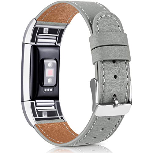 Meliya Leather Bands Compatible with Fitbit Charge 2 Bands for Women and Men, Adjustable Soft Leather Wristband with Metal Clasp for Fitbit Charge 2 (for 5.5