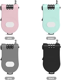 YILDEX Cerradura de Casco de Motocicleta P10 con Cerradura de código de Cable de Acero telescópico(P10 Color Real,Rosa)