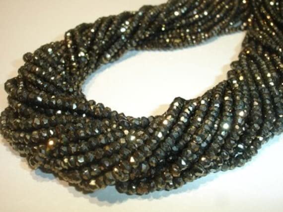 Perles de pyrite facettées de 3mm-4mm sélectionnées pour bijouterie fine