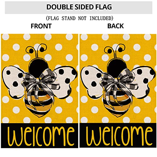 Summer Garden Flag For Outside,Welcome Bee With Polka Dots Small Yard Flags,Seasonal Decor For Farmhouse Holiday Spring Outdoor 12X18 Double Sided #TOP6