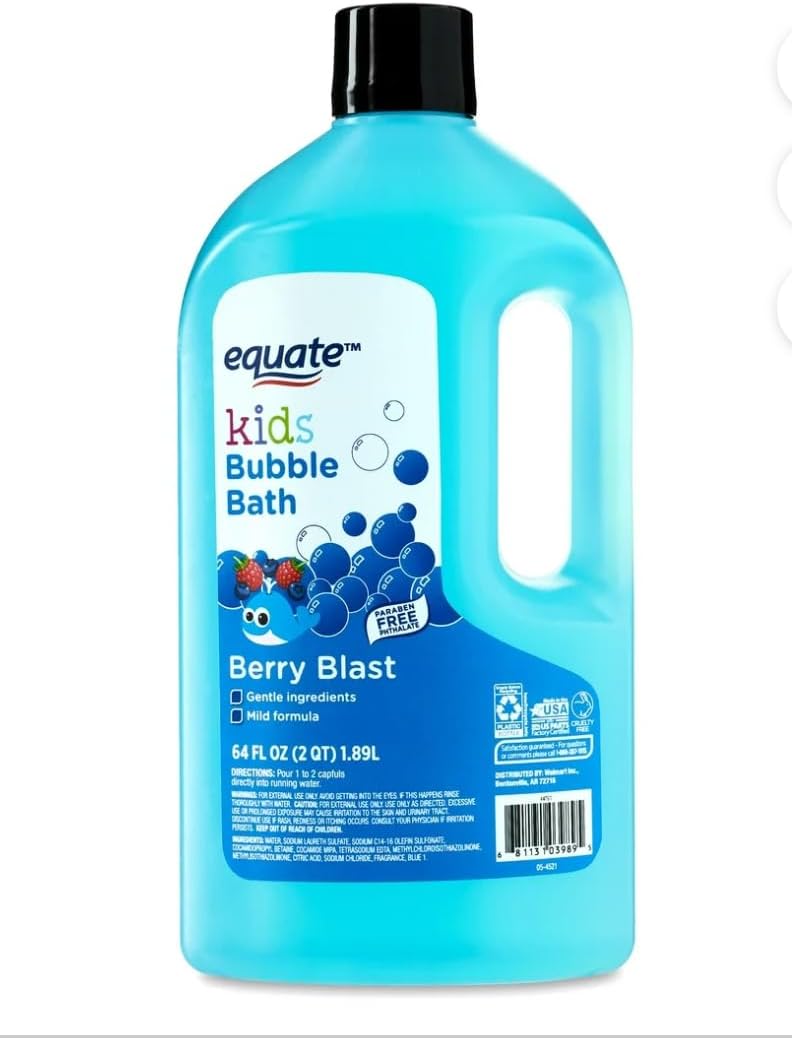 Equate Kids Bubble Bath, Berry Blast Scent, Gentle Formula, 64 Fl Oz