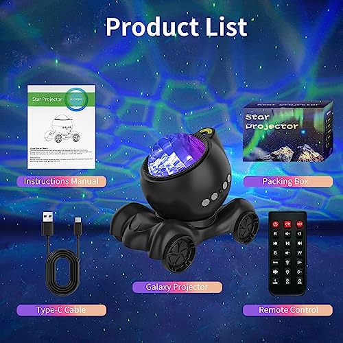ENOKIK Star Projector, Galaxy Projector Built-in Bluetooth Speaker and 8 White Noise, Night Light for Kids Adults, Aurora Nebula Lamp for Home Decor/Relaxation/Party/Music/Gift (Black)