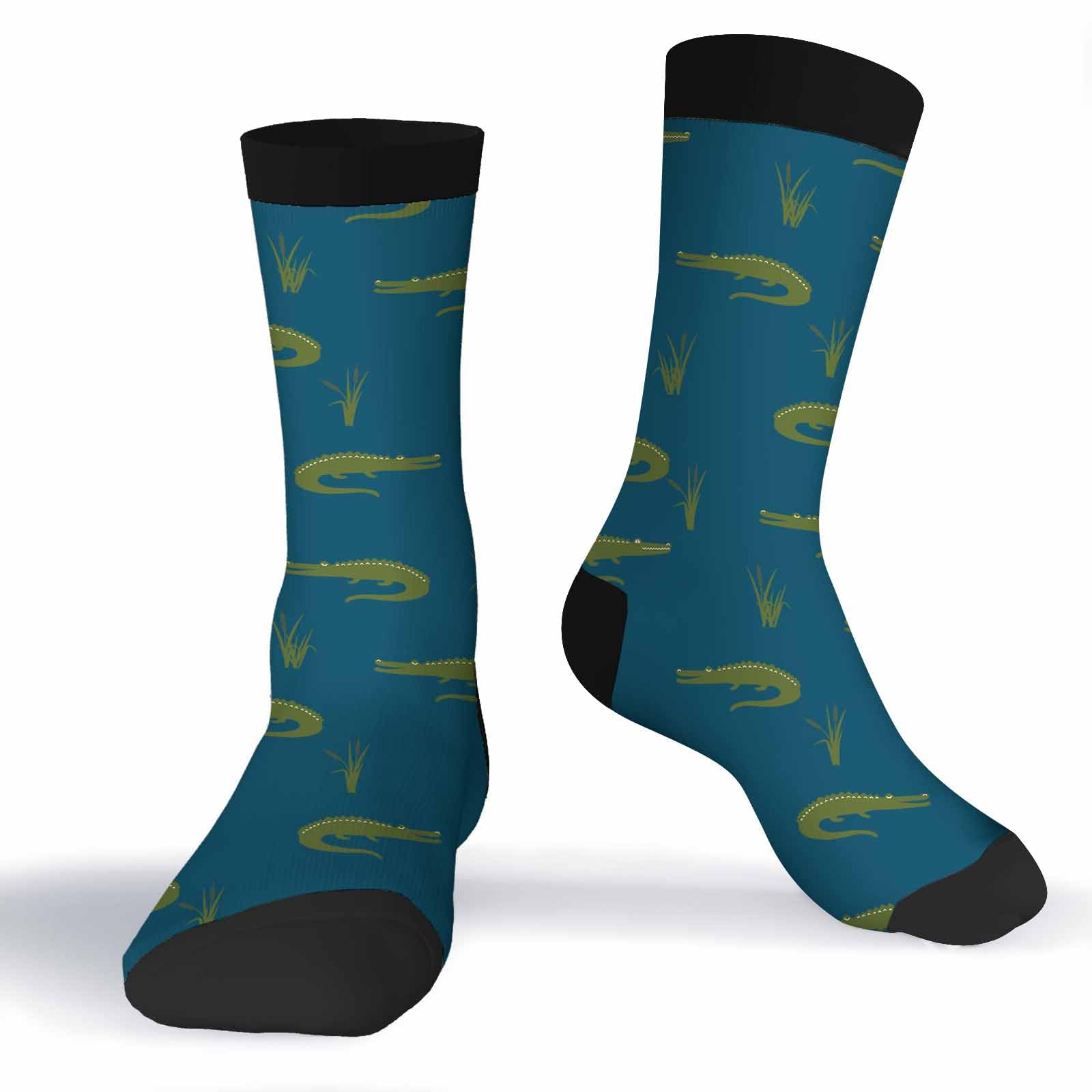 Muntayson Crocodiles Unisex Cushioned Crew Athletic Socks Men & Women Moisture Wicking Breathable Performance