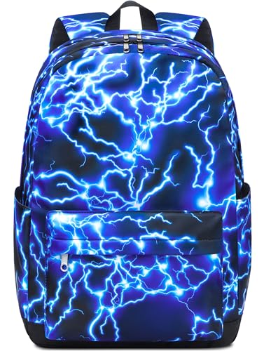 BLUEFAIRY School Backpack for Boys Teenagers Elementary Middle School Book Bags for Kids Ages 6-8 8-10 17Inch Bookbag for Child with Laptop Compartment Mochilas Escolares para Nios (Lightning Blue)