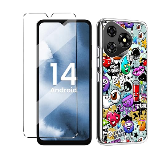 HuiYouMY Coque 2 en 1 compatible avec Ulefone Note 19 avec 1 protecteur d'écran en verre trempé pour Ulefone Note 19, coque de téléphone fine en TPU souple antichoc et anti-rayures – XS40 HuiYouMY Coque 2 en 1 compatible avec Ulefone Note 19 avec 1 protecteur d'écran en verre trempé pour Ulefone Note 19, coque de téléphone fine en TPU souple antichoc et anti-rayures – XS40