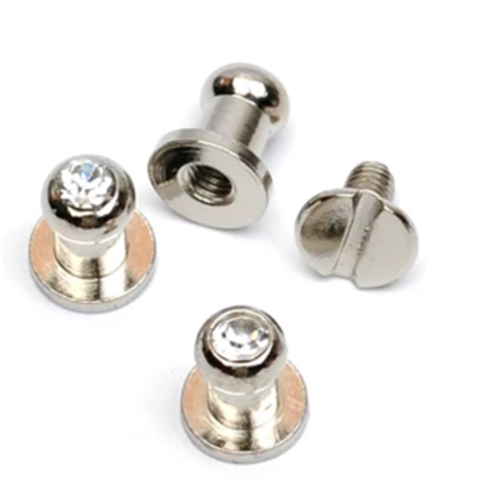 Mlyvax Nickel 120Pcs Glass Diamond Rhinestone Screw Rivets For Leather Craft, 5X7x8mm Brass Studs