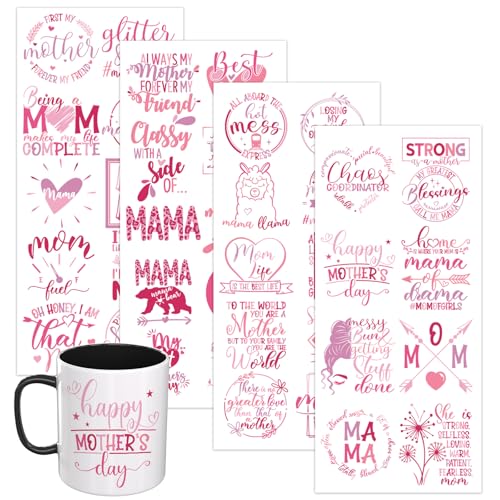 XRTHGS UV DTF Stickers 32 PCS Mother's Day Quotes Vibrant High Viscosity for 16oz Glass Tumblers Phone Laptop Notebook