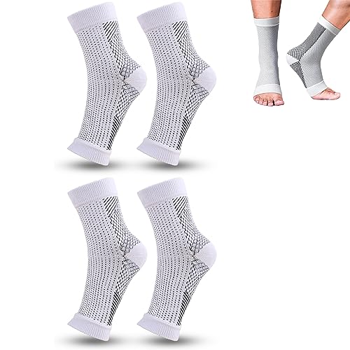 足首 土踏まず アーチ サポーター 靴下 高着圧ソックス 足首サポーター 固定 サポーター 足首 立ち仕事 スポーツ 男女兼用 2枚セット (L,ホワイト)