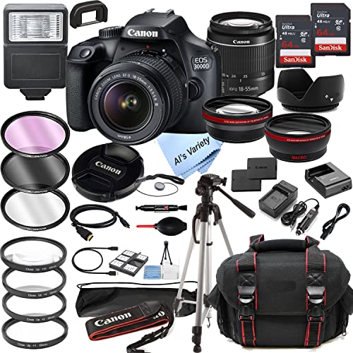 Cámara Canon EOS 3000D DSLR con lente 18-55mm y accesorios miniatura 1