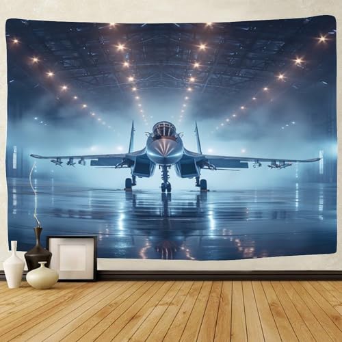 Couverture murale avion de chasse 3D en polyester doux et lavable maison