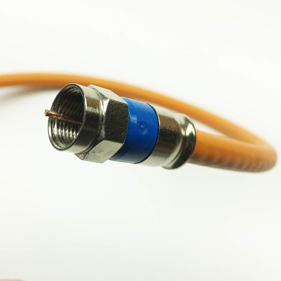 PHAT SATELLITE - Direct Burial Flooded RG11 Coaxial Cable with Weather Boot F-Connectors, 14AWG 75 Ohm, Enhanced Tri-Shield 77% Braid, Assembled in USA (100 feet, Orange)