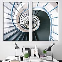 2 Piece Framed Canvas Wall Art Stairs Architecture Canvas Prints Home Artwork Decoration for Living Room,Bedroom - 16