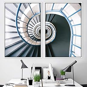 signwin 2 Piece Framed Canvas Wall Art Stairs...