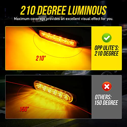 Opp Ulite 210 Degree Led Strobe Lights Amber, 17-Flashing Mode 6-Led 6W Mini Side Marker Light, Surface Mount Grille Warning Lights For Trucks Car Vehicles Head Emergency Hazard, 4Pc Pack #TOP1
