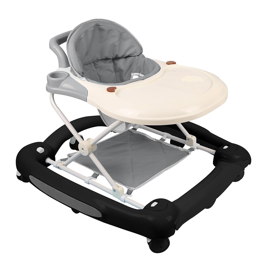 5 in 1 Passeggino per neonato, girello per bambini, scatola per la musica del fumetto rimovibile, cappuccio girevole a 360 gradi, maniglia di spinta alta, gioco per bambini 6 mesi e 67 x 72 x 92 cm