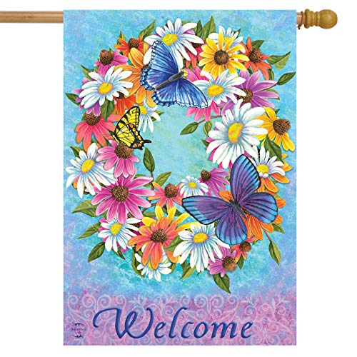 Briarwood Lane Butterfly Wreath Spring House Flag Welcome Floral 28" X 40" #TOP24