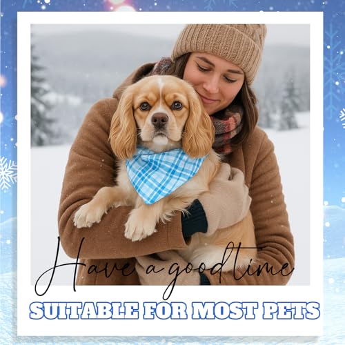 Image of Abbylike 50 Pcs Plaid Dog Bandanas Bulk Blue Checkered Bandanas for Dogs Triangle Kerchief Bibs Scarf Set for Pet Holiday Costume Photo Props Accessories Pet Shops (19.7 x 13.8 x 13.8 Inch)