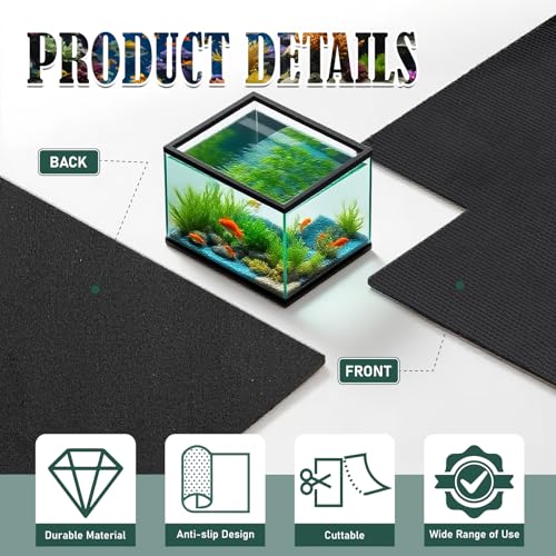 Image of Aquarium Leveling Mat 2PCS /Set Neoprene Non-Slip Shockproof Fish Tank Pad Waterproof Textured Surface for Uneven Surfaces Durable Fish Tank Mat with Easy-Cut Edges (No Glue, 24x12 Inch)
