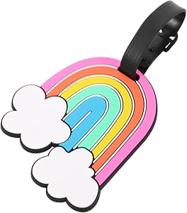 VALICLUD Rainbow Luggage Tag Cute Luggage Tag for Suitcases Travel Id Name Id Identifier Waterproof Soft PVC Easy to Attach for Travel and Business Trips
