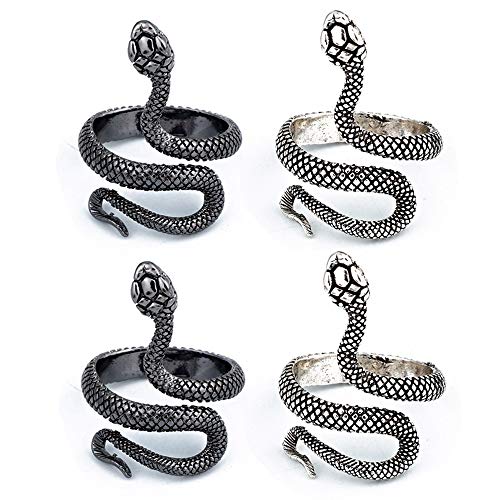 Anillo Serpiente, 4 Piezas Anillo Serpiente Joyería Vintage, Punk Rock Anillo Serpiente,...