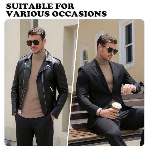 Image of Men's Turtleneck Casual Basic High Neck Long Sleeve T Shirts Half Neck Lightweight Pullover Sweater