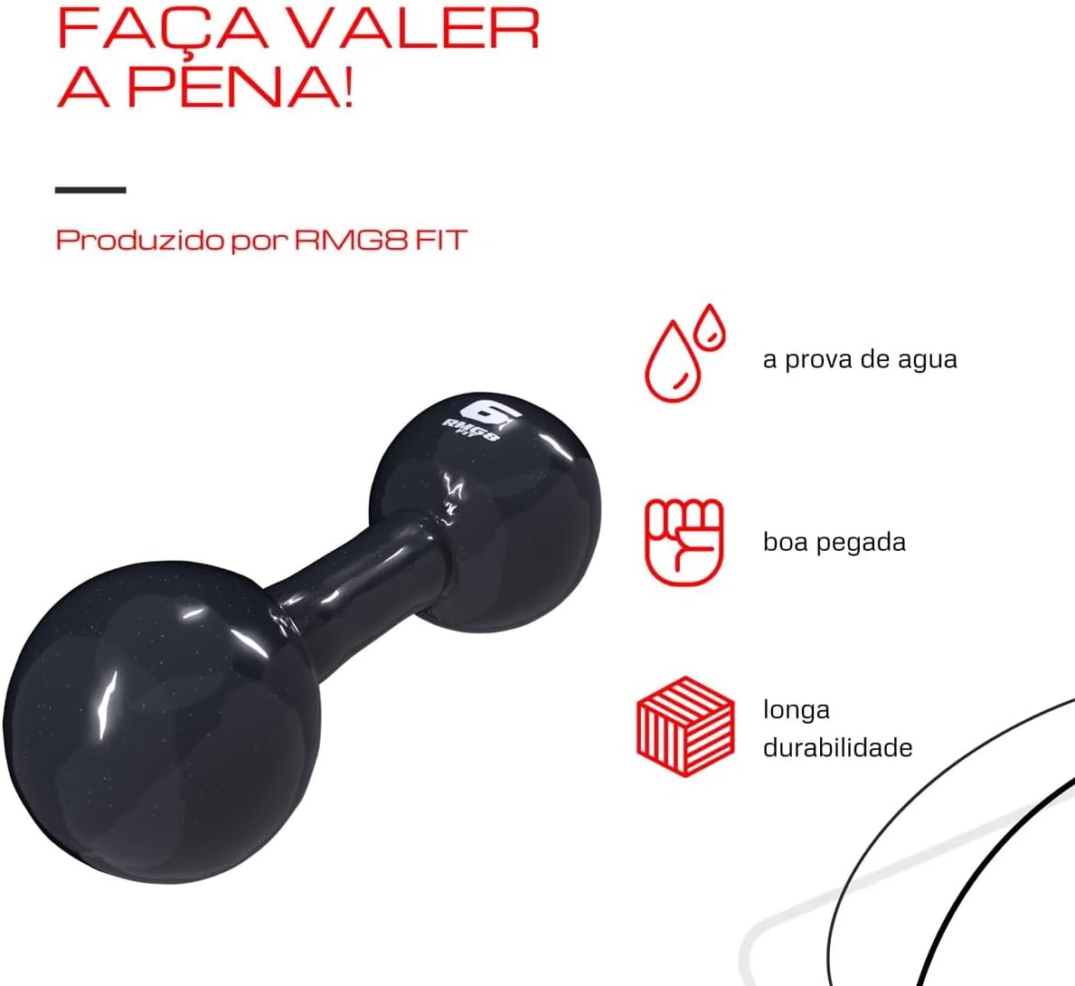 HALTER 6KG EMBORRACHADO BOLA PRETO