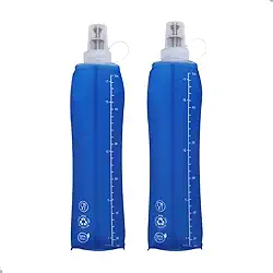 2x Garrafa Dobrável Silicone Squeeze Soft Flash 500ml Corrida Bike Ciclismo Hidratção Reutilizável Livre de Bpa Para Todos Os Esportes Tampa De Proteção Sujeiras Federal's Store (Azul)