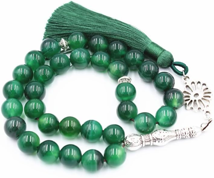 BINIAT 10mm Muslim Prayer Beads 33-Prayer Tasbih Beads Islamic Rosary Pure Natural Agate Islam Prayer Rosary Beads Ramadan Gift
