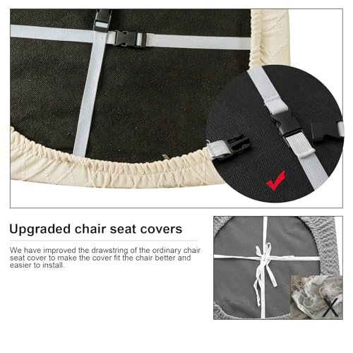 Image of Genina Waterproof Seat Covers for Dining Room Chair Cushion Covers Set of 4 | Jacquard Removable Machine Washable Kitchen Chair Seat Slipcovers,Pet Hair And Stain Protection,Stretch Chair Protector