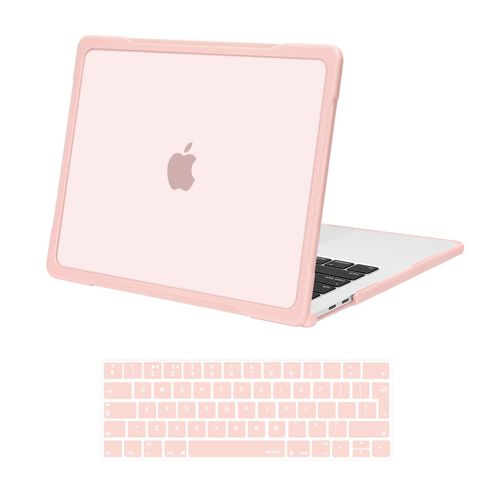 Case MacBook Pro 13 A2338 rose avec couvre-clavier anti-traces complet