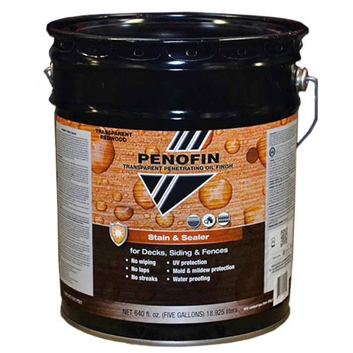 Penofin 5 Gallon Stain and Sealer Tranparent Penetrating Oil Finish - Redwood