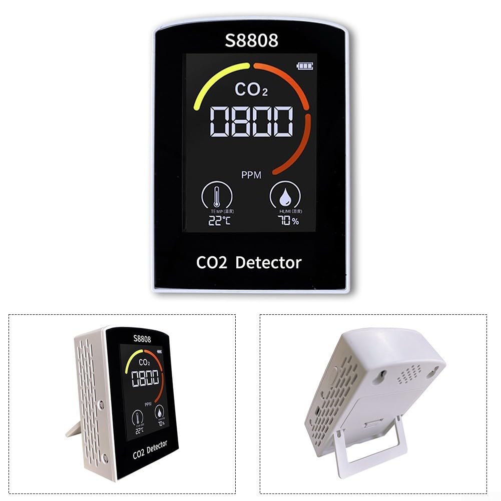 Detector de dióxido de carbono, medidor digital de CO2, medidor de dióxido de carbono, humedad, temperatura, sensor TVOC, para oficina en casa