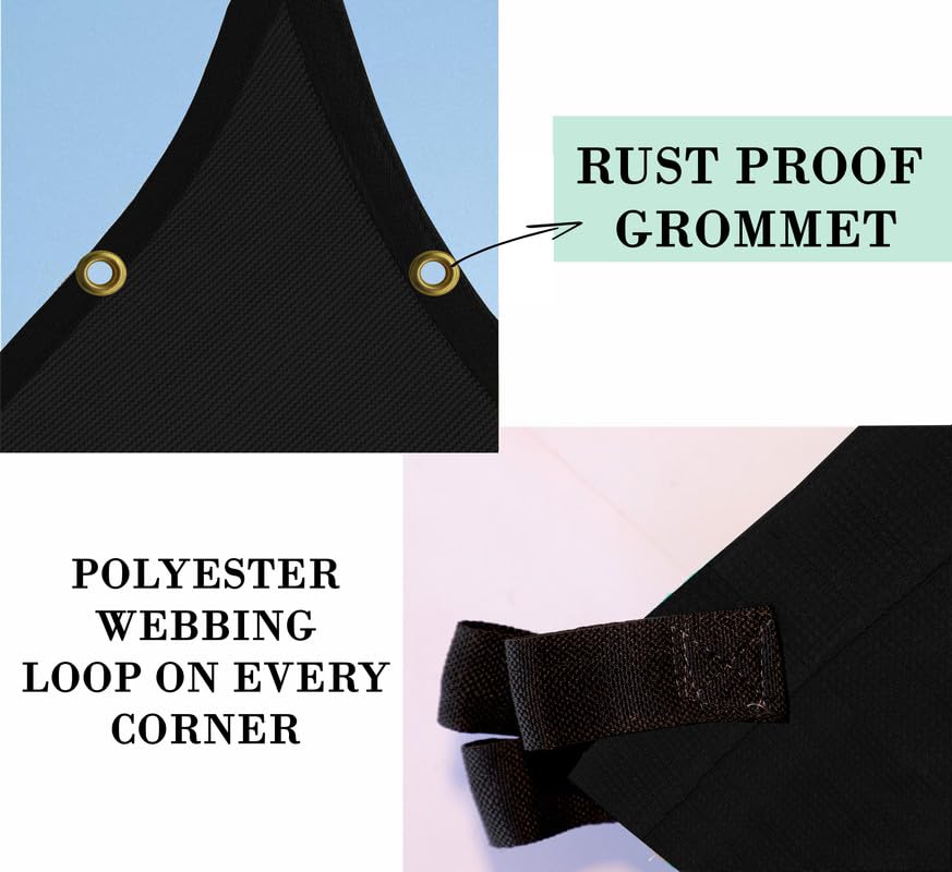 Image of HDPE Fabric Self Fold with SS Eyelet Sun Shade Sails 85-90% Protection from Sun & UV Rays Ideal for CarParking,Outdoor Garden,Balcony,Tent(Black Color, 14 X 14 Feet) Pack of 1 Pc