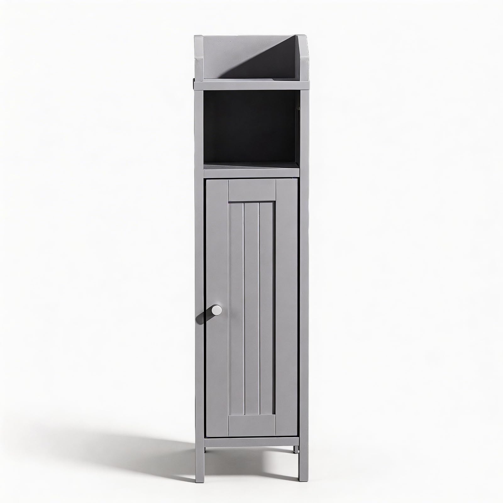 Bonnlo Slim Bathroom Cabinet, Grey Freestanding Bathroom Storage Organizer,1 Door 1 Shelf & Rail Corner Floor Cabinet, Narrow Multifunctional Storage Unit for Home,20×20×80cm