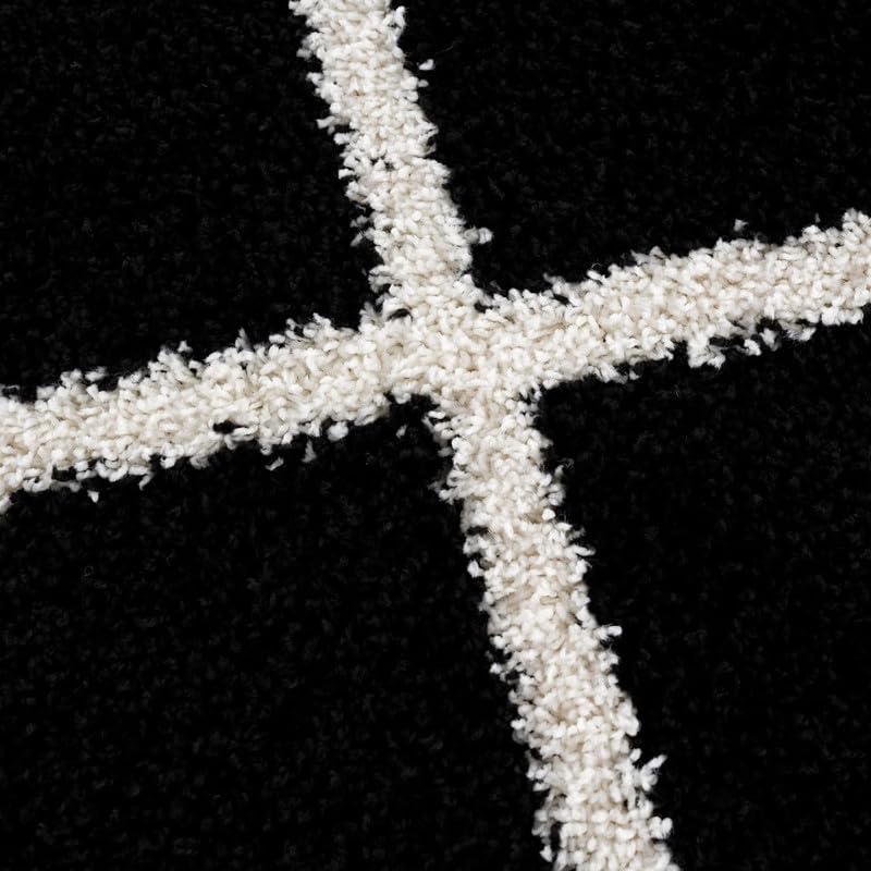 Image of SAGON Luxury Shaggy Carpet for Home | Soft Premium Plush Floor Rug with Anti Skid Backing | Bedroom, Living Room & Bedside Carpet| 1.6 x 4 Feet Black Ivory Box
