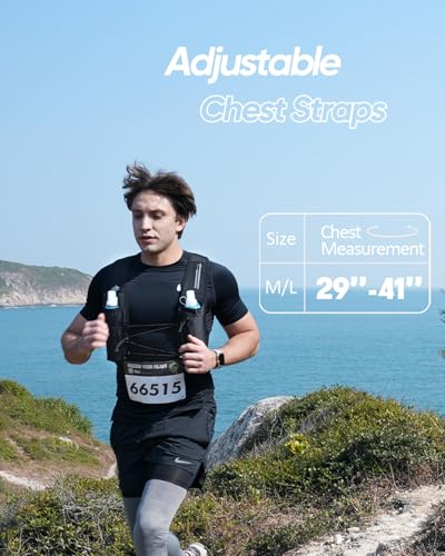 Zelvot Laufweste für Damen und Herren mit 500ml Trinkflasche, Europäisches Originalpatent, Verstellbare Brustgurte, Ultraleicht & Atmungsaktiv, Reflektierende Trinkweste Laufen (Schwarz, XS/S)
