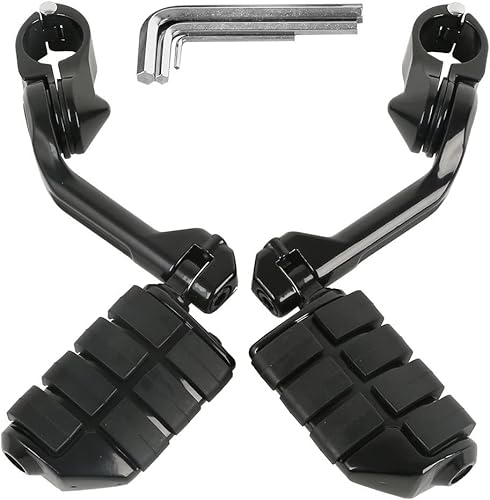 TCT-MOTORPARTS Pinzas de pie ajustables en ángulo largo de 1 14 pulgadas y 1.25 pulgadas para Harley Touring Road King Street Electra Glide Sporster