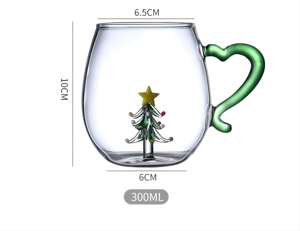 Christmas Glass Mug for Hot Drinks with Handles,Christmas Tree Cup 300 ML,Xmas Gift,Coffee Mugs, Tea Cups - Image 7