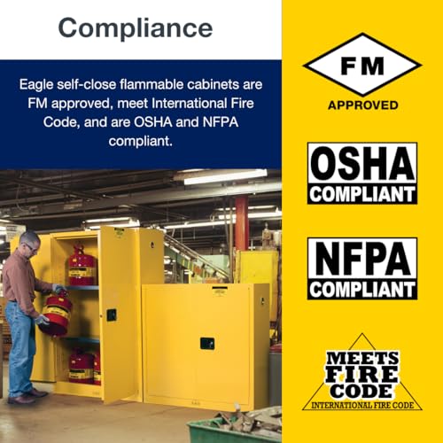 Eagle Armário superior de bancada de líquido inflamável, 1 prateleira, 1 porta de fechamento automát