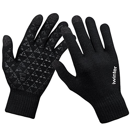 anqier Guantes de Punto de Invierno, cálidos, con Dedos completos, Guantes para Pantalla táctil para Hombres y Mujeres, Textura Gruesa con Forro de Lana Caliente