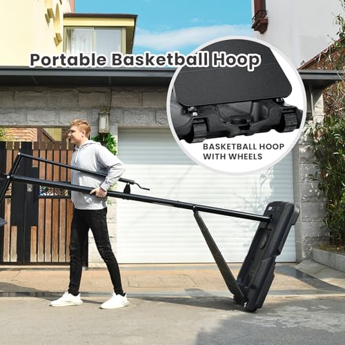 Image of AWII SPORT Basketball Hoop Outdoor 40&44&48 Inch Impact Backboard, 5.3-10FT Height Adjustable Basketball Hoop Goal System with Portable Wheels for Adults