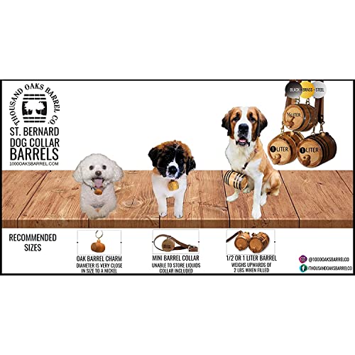 St Bernard Dog Collar Rescue Barrel, With Engraved Design 'Hair Of The Dog' (1/2 Liter Size Oak Mini Keg With Black Hoops For Pet) #TOP5