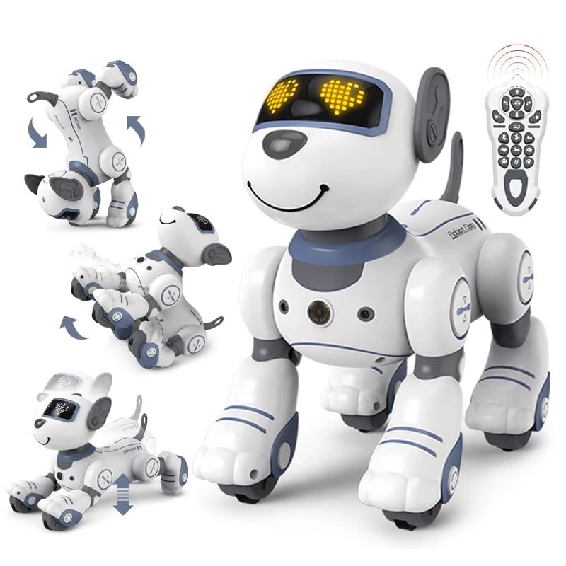 Cachorro Robô Inteligente, Smart Robot Dog, Cão Robô Dançarino Com Comando de Voz Programável, Sensível ao Toque e musical (Azul)