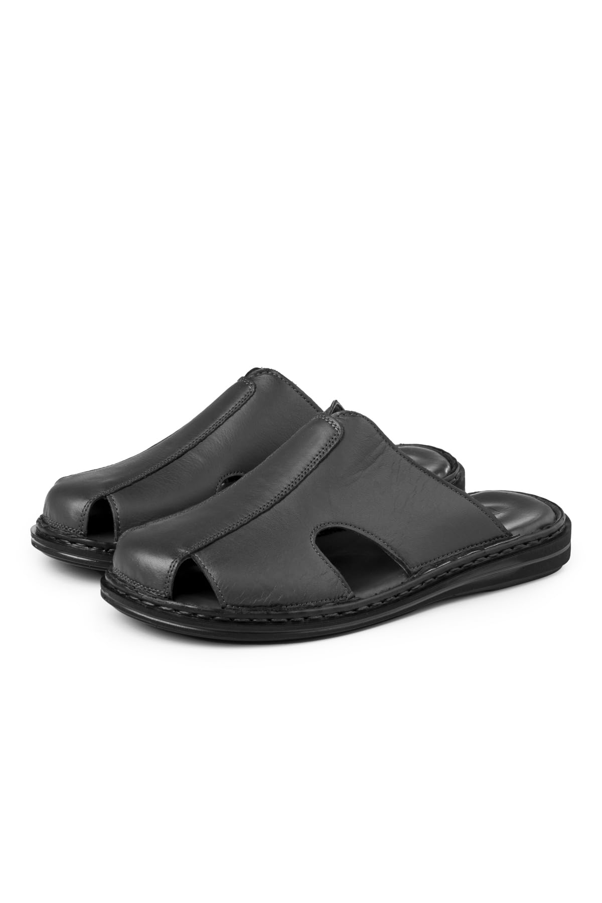 Ducavelli Stan Genuine Leather Mens Slippers Genuine Leather Slippers Orthopedic Sole Slippers Light Leather Slippers Closed Front Slippers