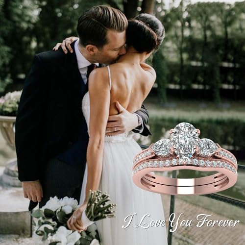 Pear Cut Moissanite Engagement Ring Sets for Women,1.75/2.75 CTW Moissanite Wedding Rings Sets Platinum Plated Silver Bridal Band Sets Free Engraved2